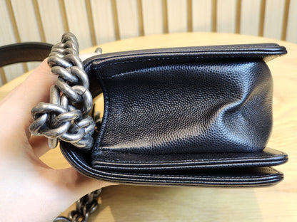 Chanel Black Caviar Small Boy (RHW)