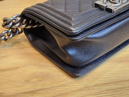 Chanel Black Caviar Small Boy (RHW)