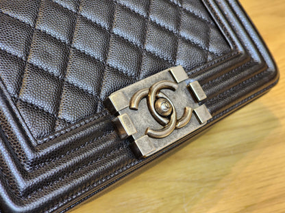 Chanel Black Caviar Small Boy (RHW)