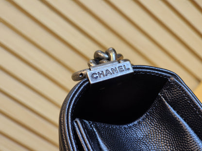 Chanel Black Caviar Small Boy (RHW)