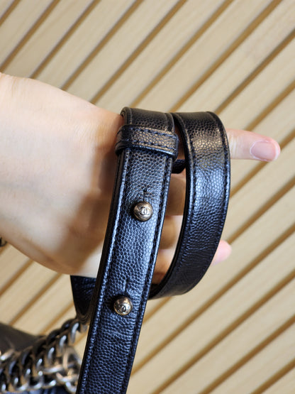 Chanel Black Caviar Small Boy (RHW)