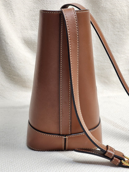 Celine Tan Calfskin Small Triomphe Bucket Bag