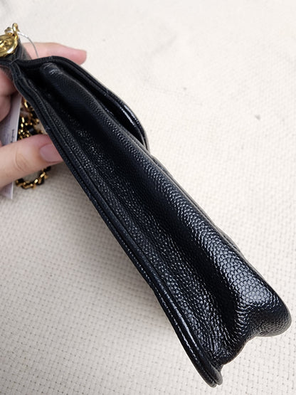 Chanel Black Caviar Vertical Phone Bag (GHW)