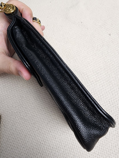 Chanel Black Caviar Vertical Phone Bag (GHW)