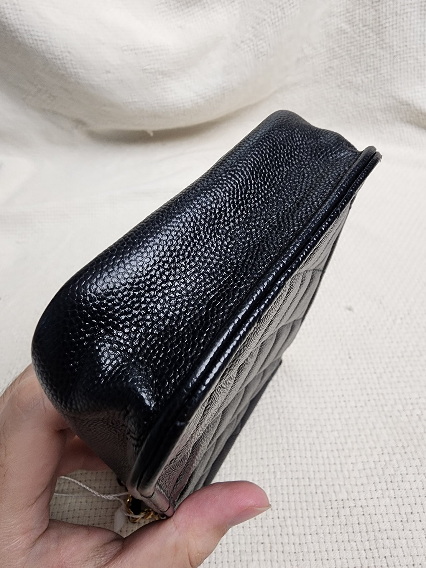 Chanel Black Caviar Vertical Phone Bag (GHW)