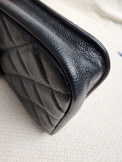 Chanel Black Caviar Vertical Phone Bag (GHW)