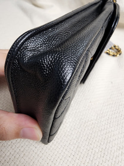 Chanel Black Caviar Vertical Phone Bag (GHW)