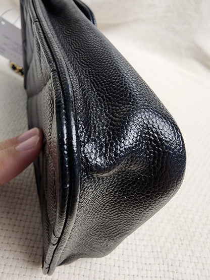 Chanel Black Caviar Vertical Phone Bag (GHW)