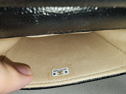 Chanel Black Caviar Vertical Phone Bag (GHW)