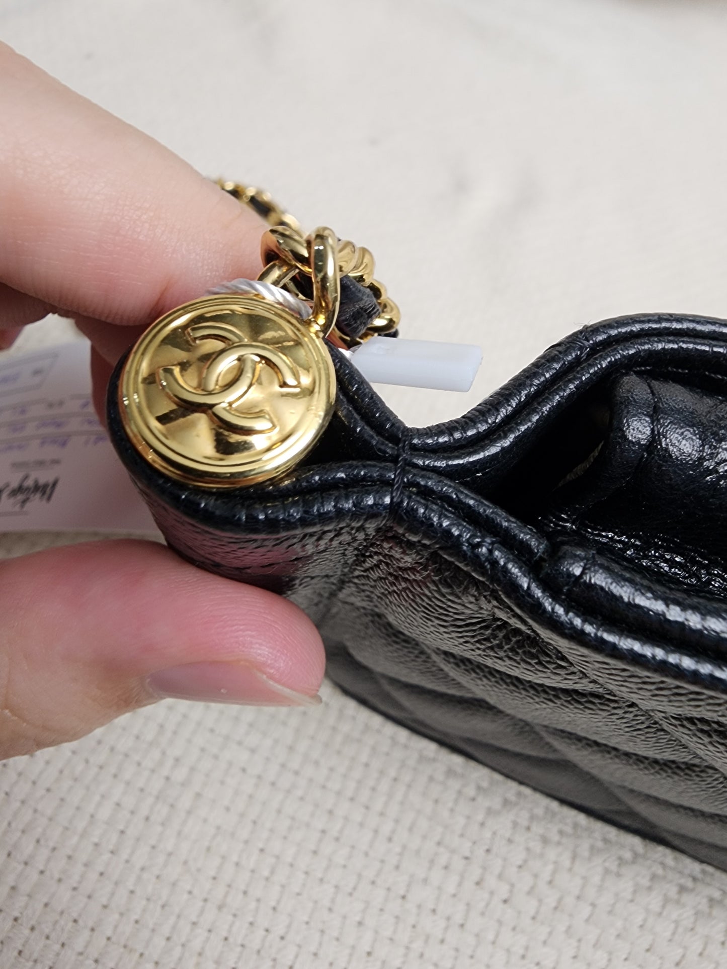 Chanel Black Caviar Vertical Phone Bag (GHW)