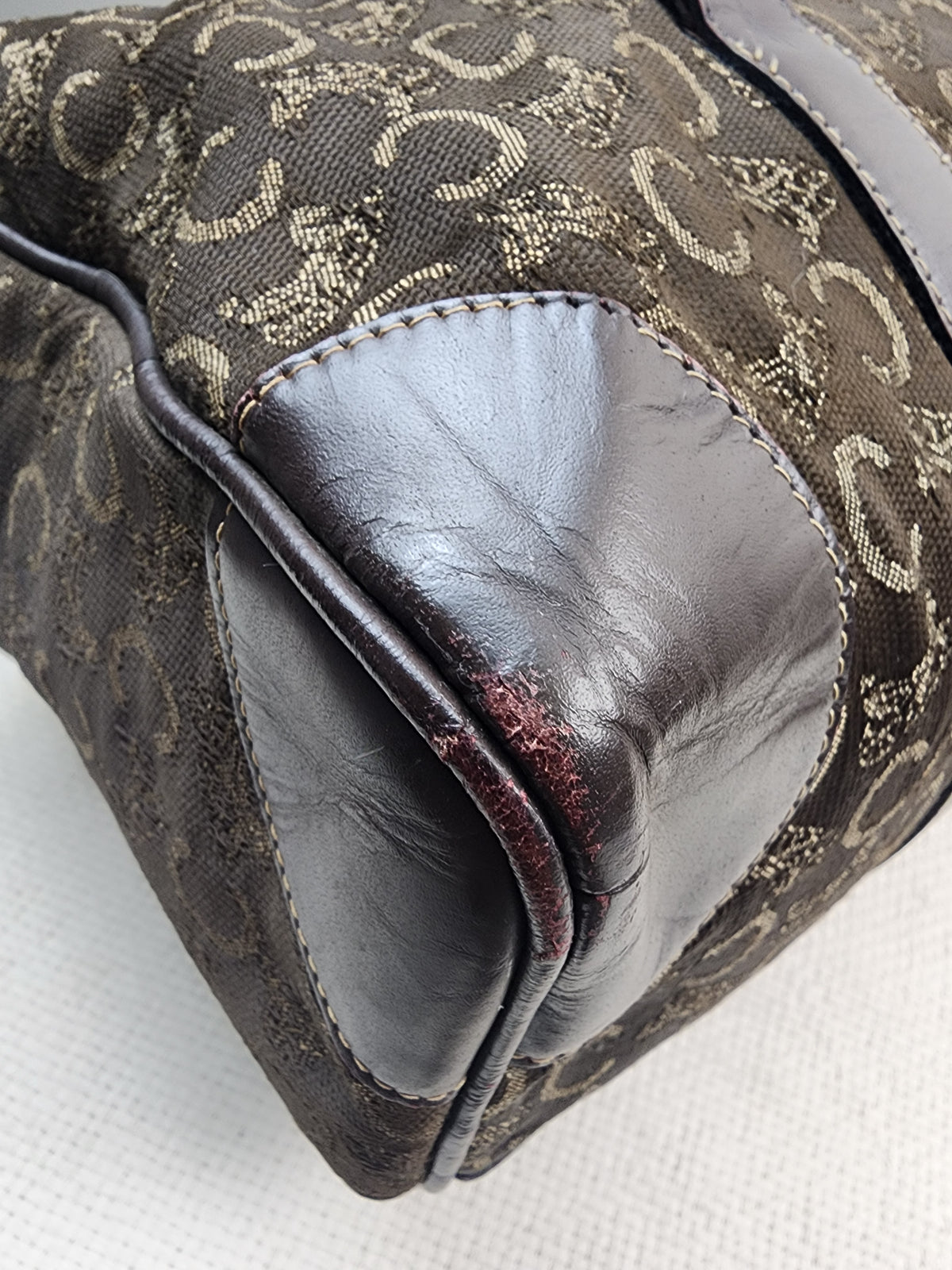 Celine Brown Vintage C Boston Bag