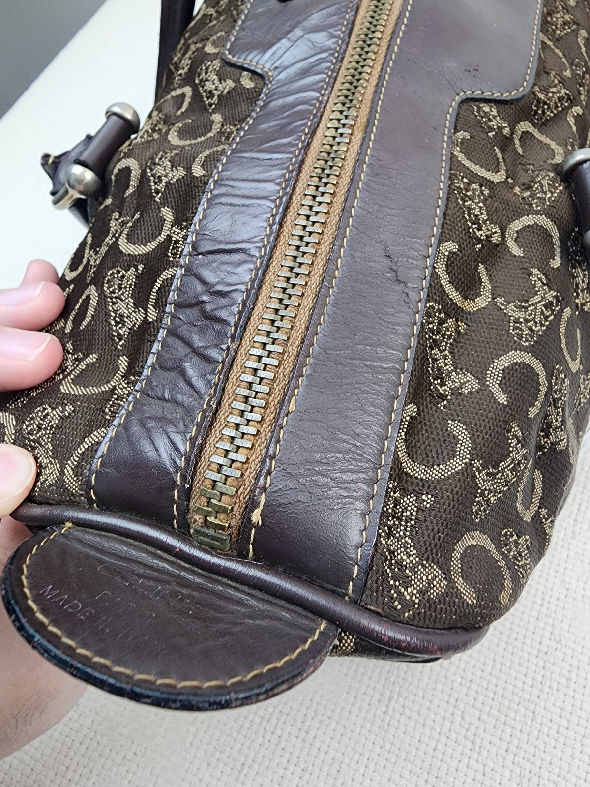 Celine Brown Vintage C Boston Bag