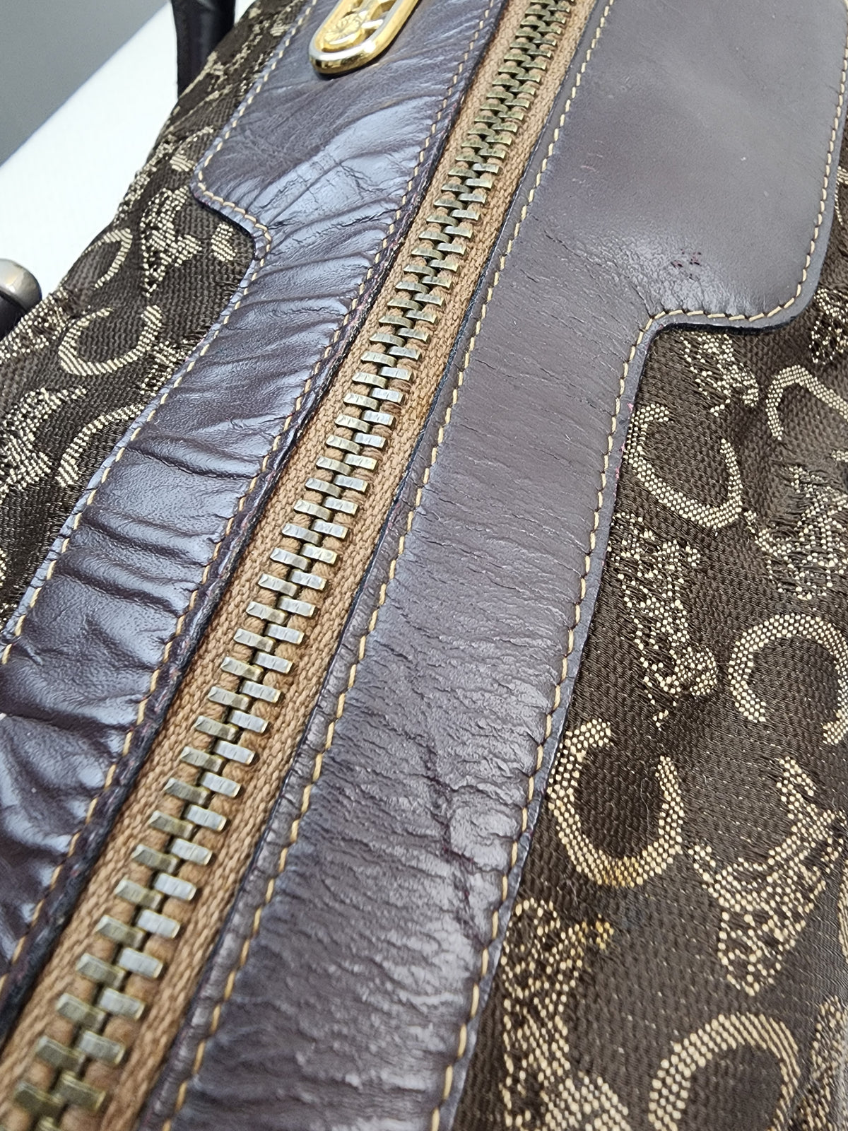 Celine Brown Vintage C Boston Bag