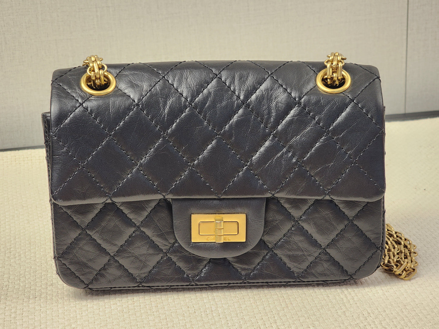Chanel Black Aged Calfskin Mini 2.55 (GHW)