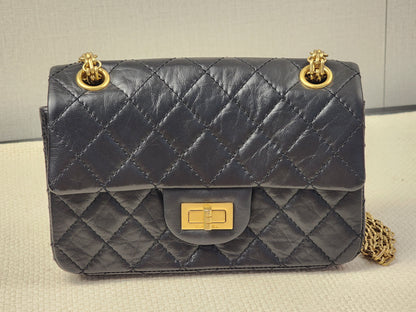 Chanel Black Aged Calfskin Mini 2.55 (GHW)