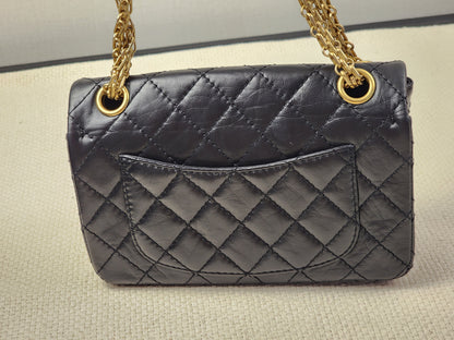 Chanel Black Aged Calfskin Mini 2.55 (GHW)
