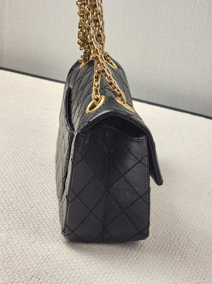 Chanel Black Aged Calfskin Mini 2.55 (GHW)