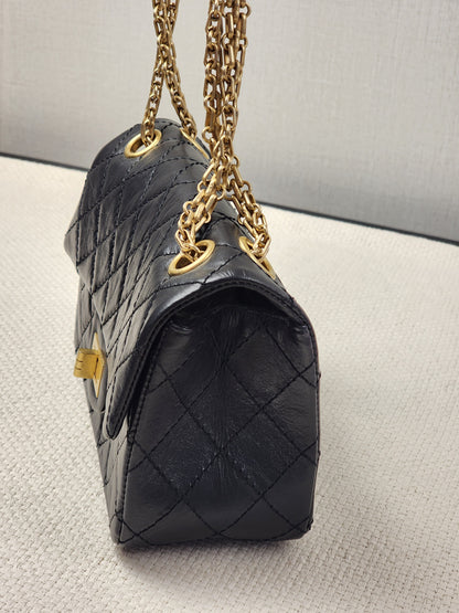Chanel Black Aged Calfskin Mini 2.55 (GHW)