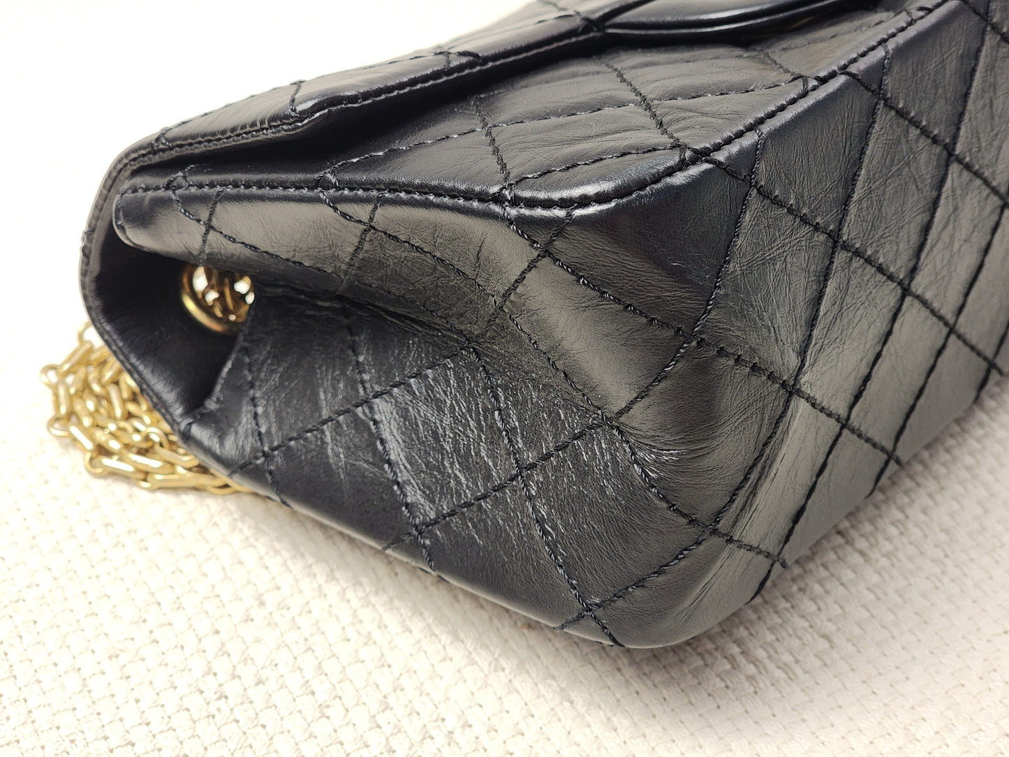 Chanel Black Aged Calfskin Mini 2.55 (GHW)
