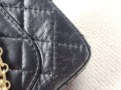 Chanel Black Aged Calfskin Mini 2.55 (GHW)