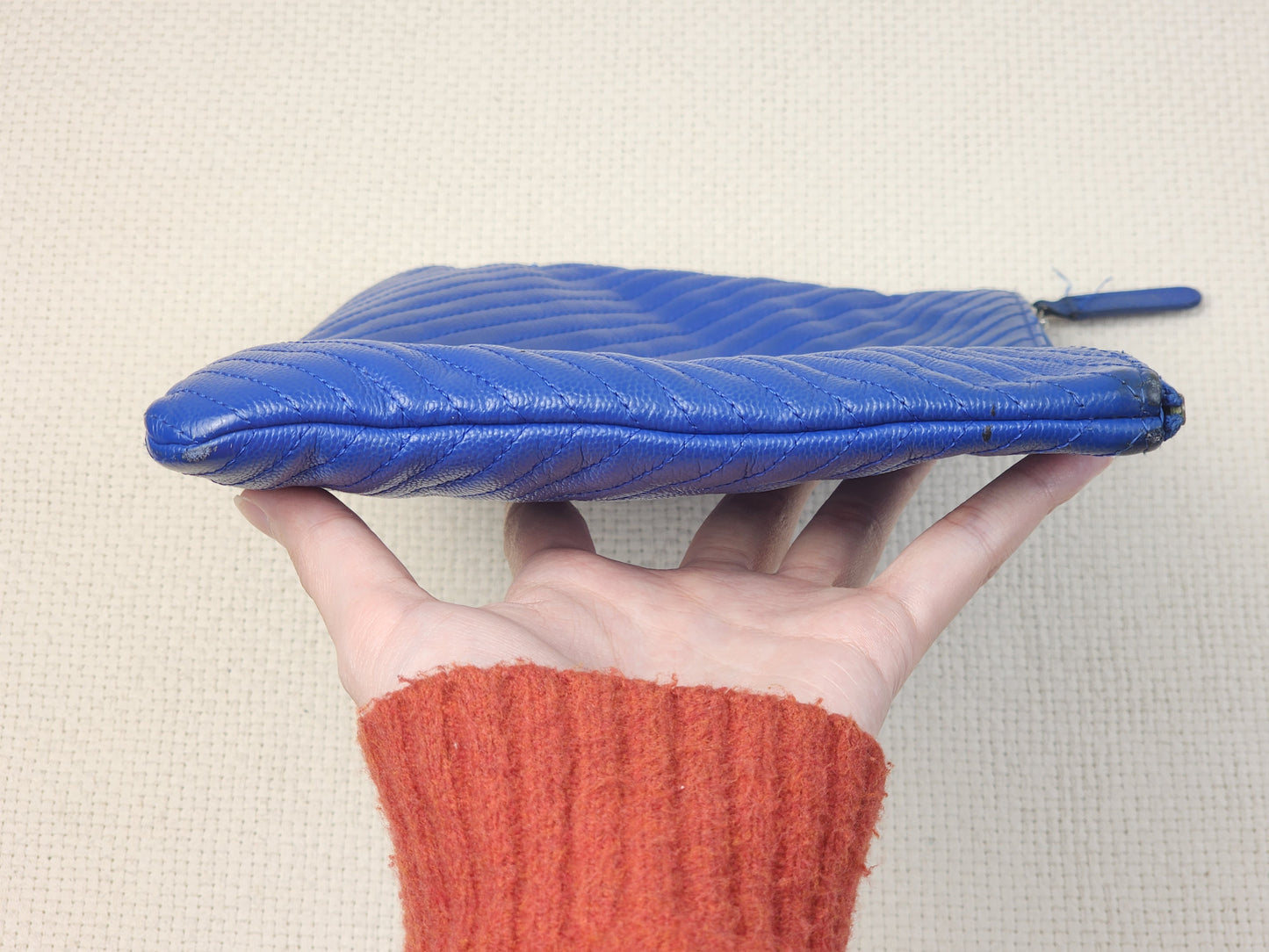 Chanel Blue Caviar Chevron Medium O’case (SHW)