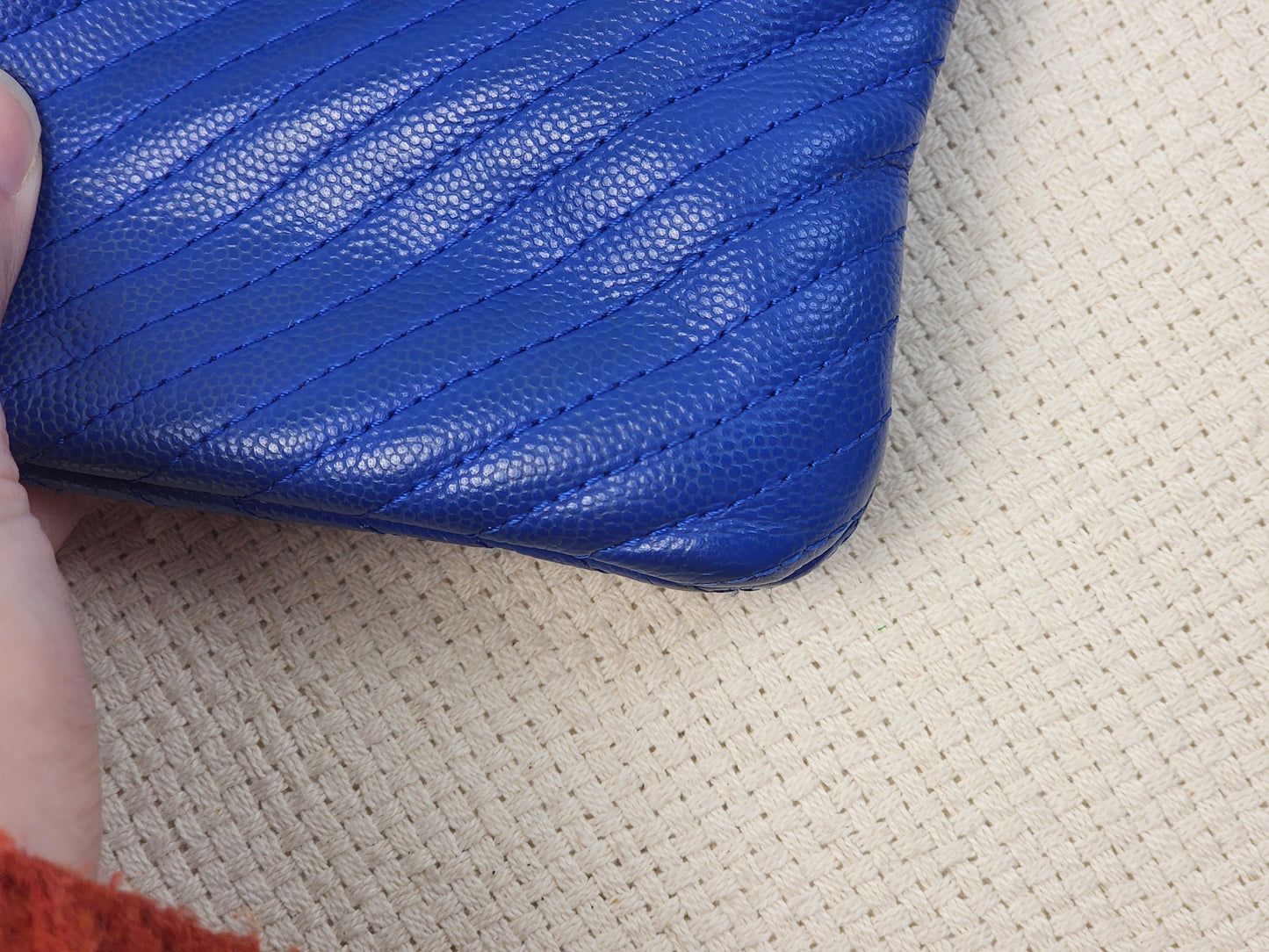 Chanel Blue Caviar Chevron Medium O’case (SHW)
