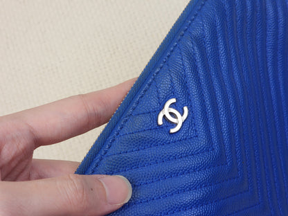 Chanel Blue Caviar Chevron Medium O’case (SHW)