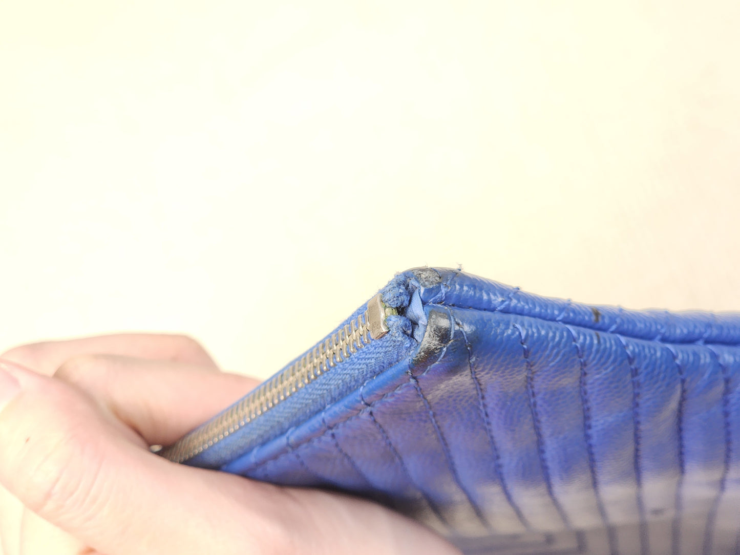 Chanel Blue Caviar Chevron Medium O’case (SHW)