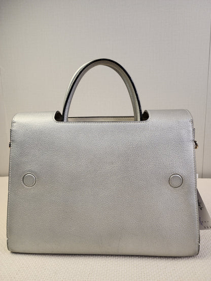 Dior Metallic Silver Calfskin Medium Diorever Tote (SHW)