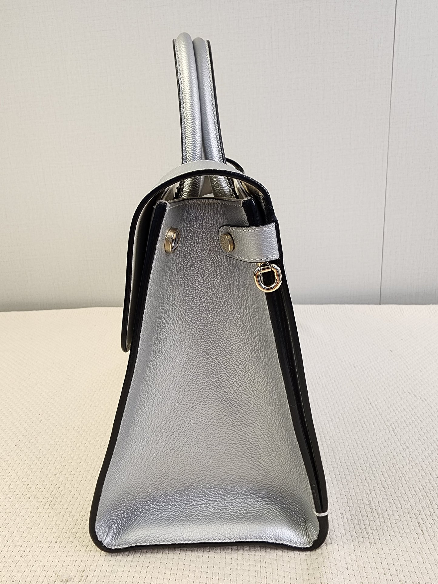 Dior Metallic Silver Calfskin Medium Diorever Tote (SHW)