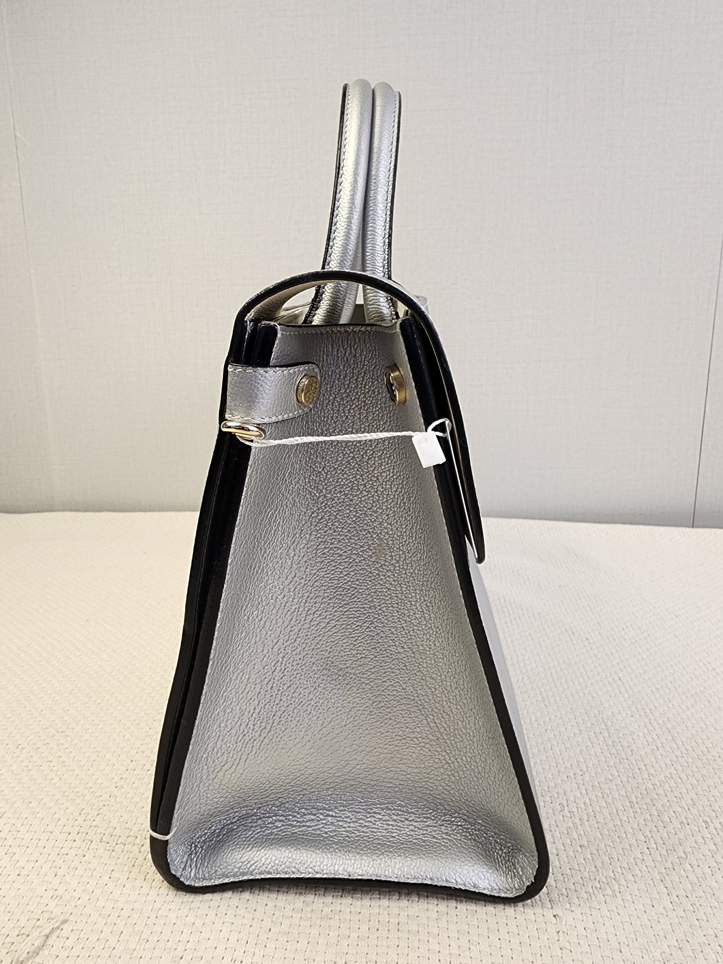 Dior Metallic Silver Calfskin Medium Diorever Tote (SHW)