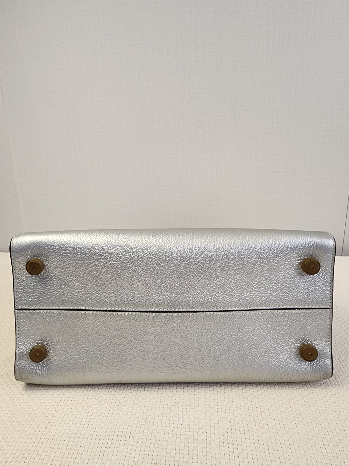Dior Metallic Silver Calfskin Medium Diorever Tote (SHW)