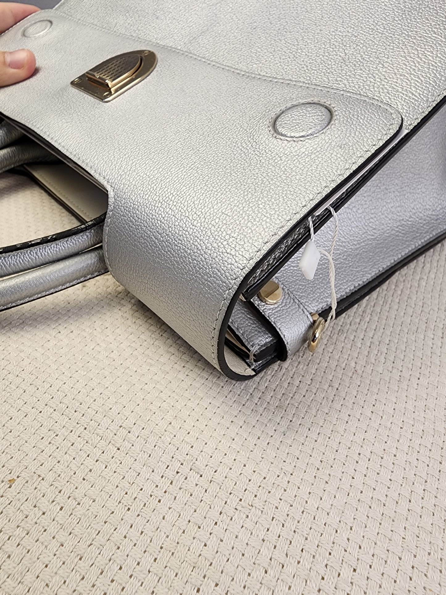 Dior Metallic Silver Calfskin Medium Diorever Tote (SHW)