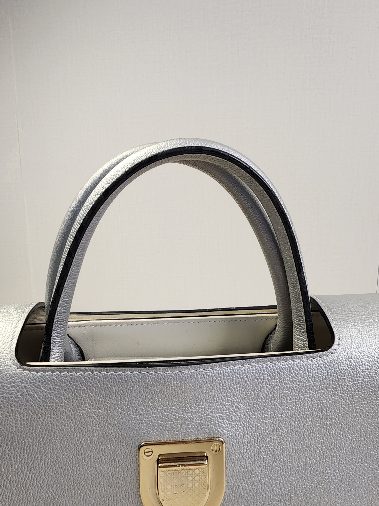 Dior Metallic Silver Calfskin Medium Diorever Tote (SHW)