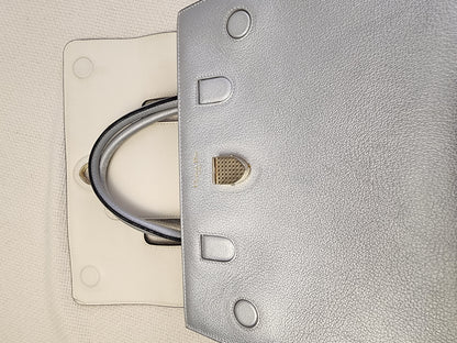 Dior Metallic Silver Calfskin Medium Diorever Tote (SHW)