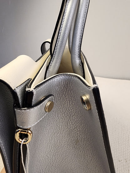 Dior Metallic Silver Calfskin Medium Diorever Tote (SHW)