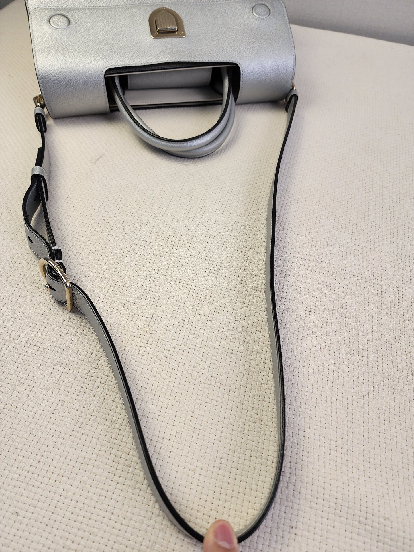 Dior Metallic Silver Calfskin Medium Diorever Tote (SHW)