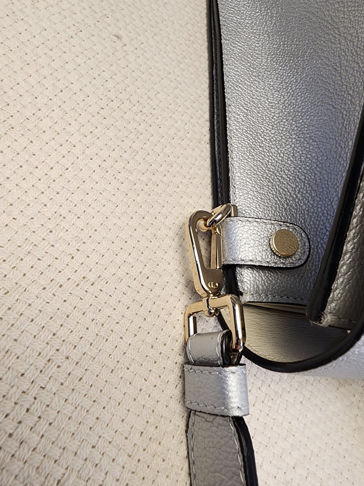 Dior Metallic Silver Calfskin Medium Diorever Tote (SHW)