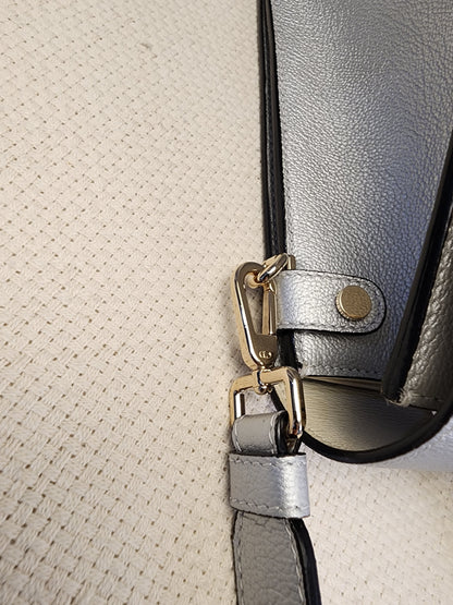 Dior Metallic Silver Calfskin Medium Diorever Tote (SHW)