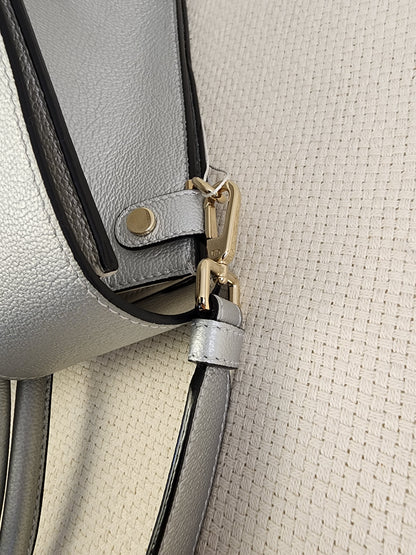 Dior Metallic Silver Calfskin Medium Diorever Tote (SHW)