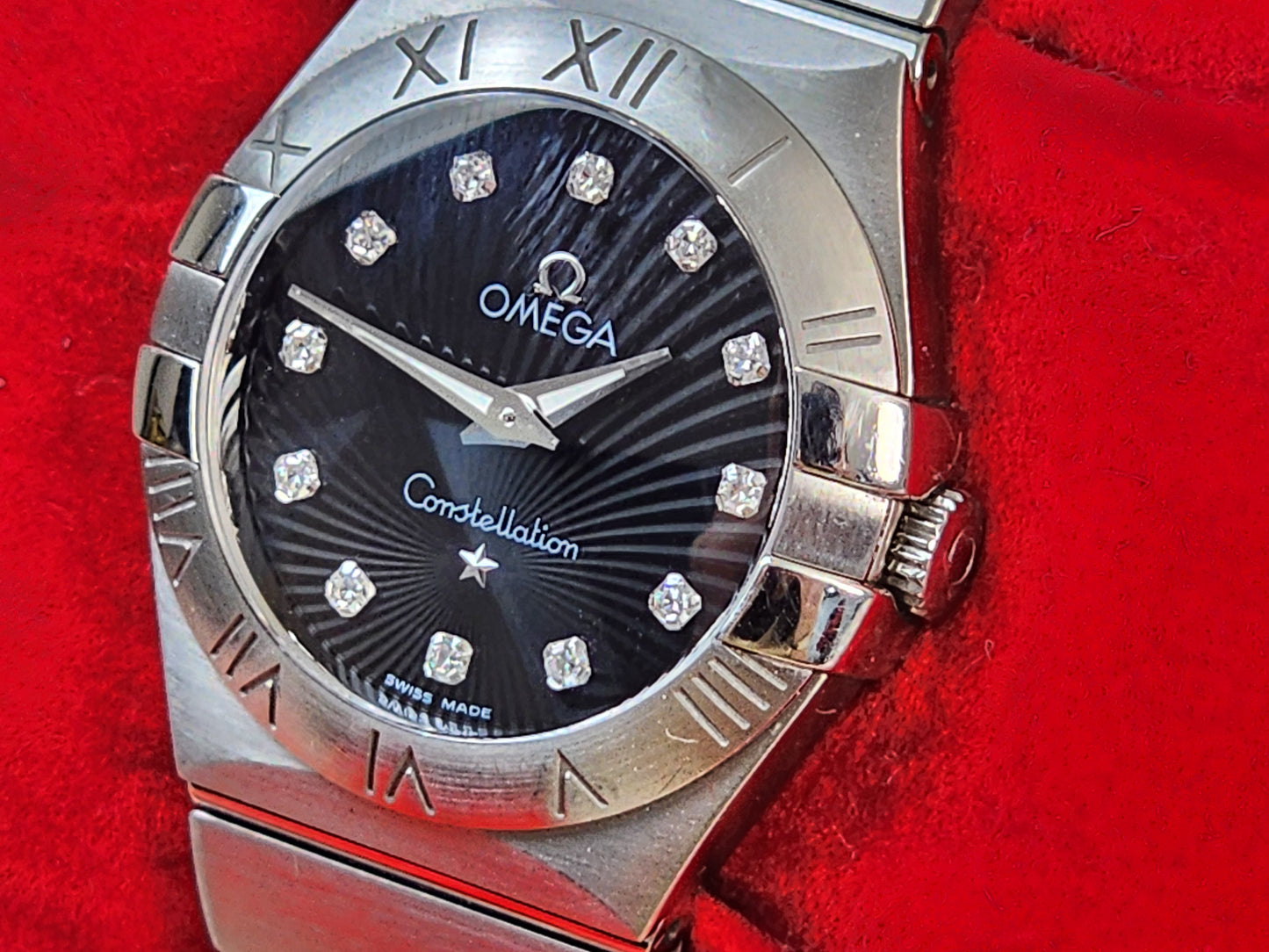 Omega 27mm Constellation Quartz Black Dial Women Watch