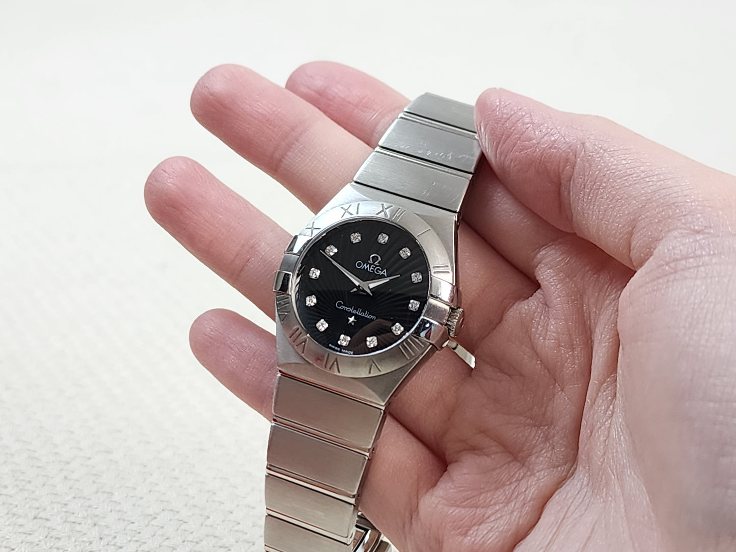 Omega 27mm Constellation Quartz Black Dial Women Watch