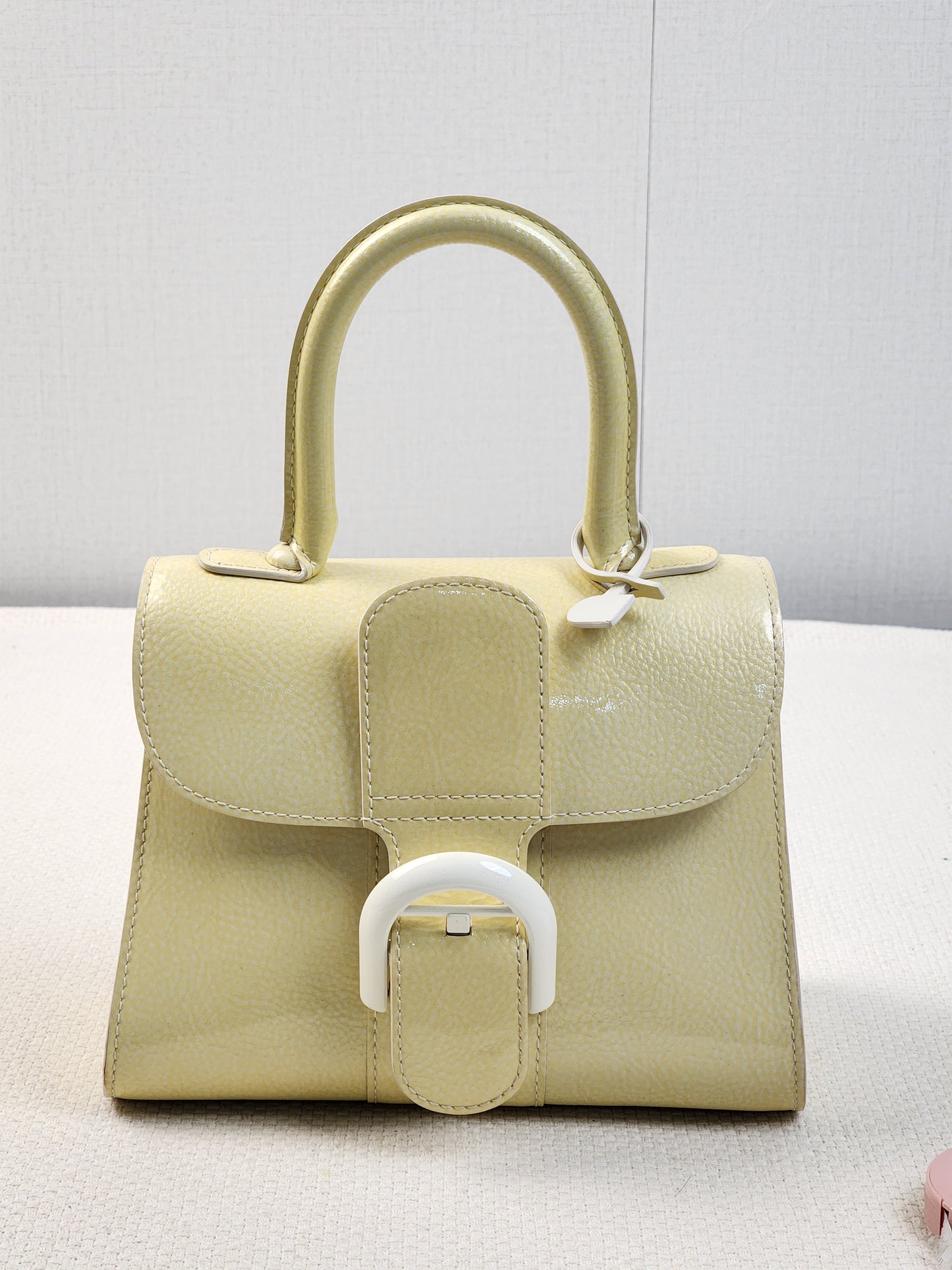 Delvaux Gel Patent Light Yellow Mini Brilliant w Strap