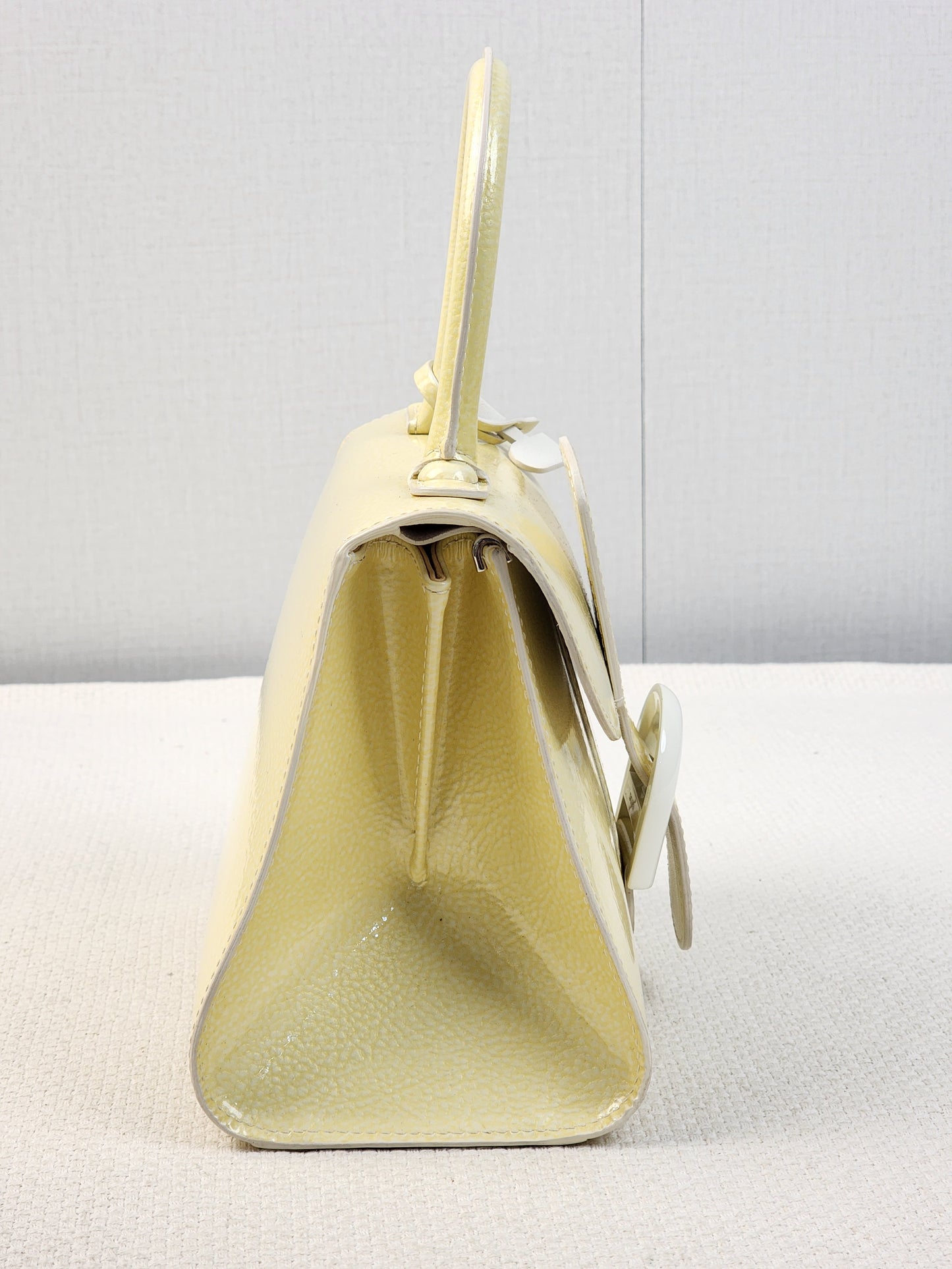 Delvaux Gel Patent Light Yellow Mini Brilliant w Strap