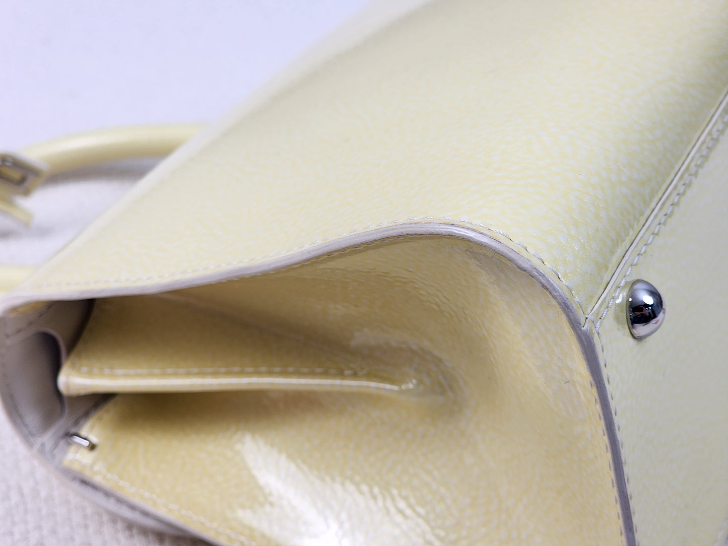 Delvaux Gel Patent Light Yellow Mini Brilliant w Strap