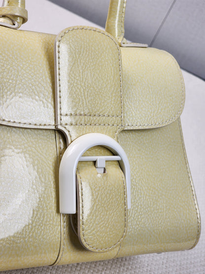 Delvaux Gel Patent Light Yellow Mini Brilliant w Strap