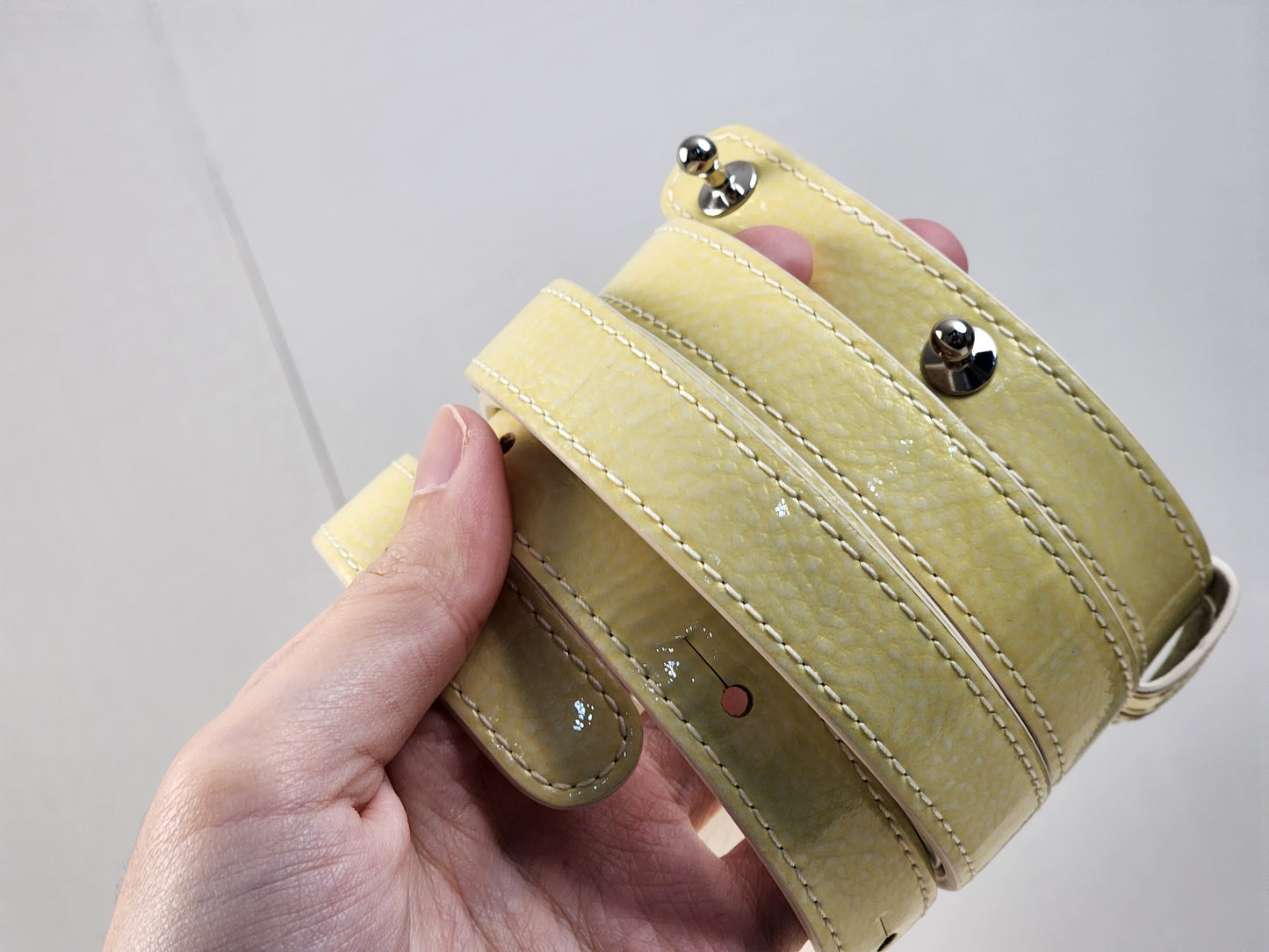 Delvaux Gel Patent Light Yellow Mini Brilliant w Strap