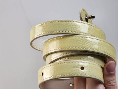 Delvaux Gel Patent Light Yellow Mini Brilliant w Strap