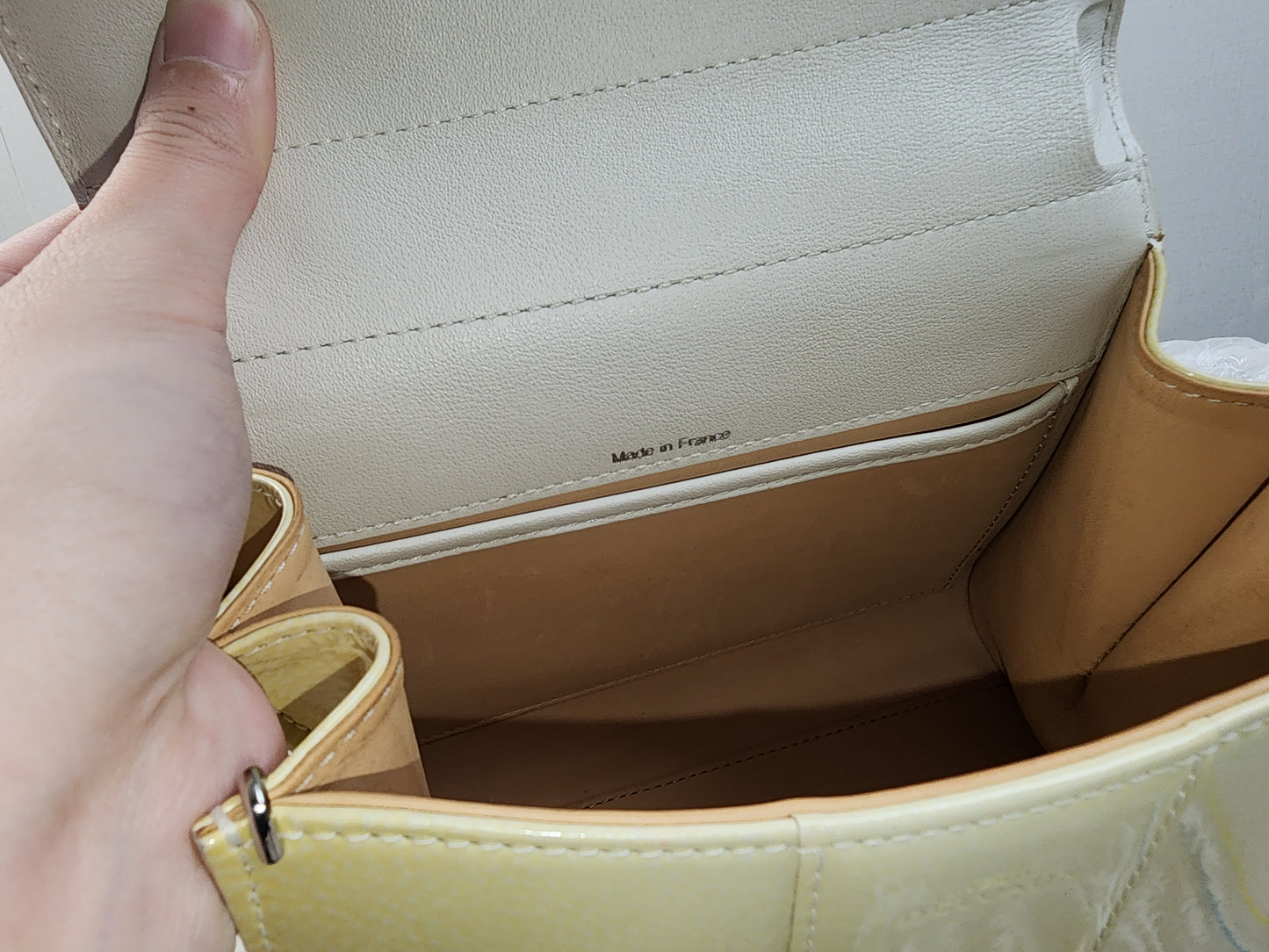 Delvaux Gel Patent Light Yellow Mini Brilliant w Strap