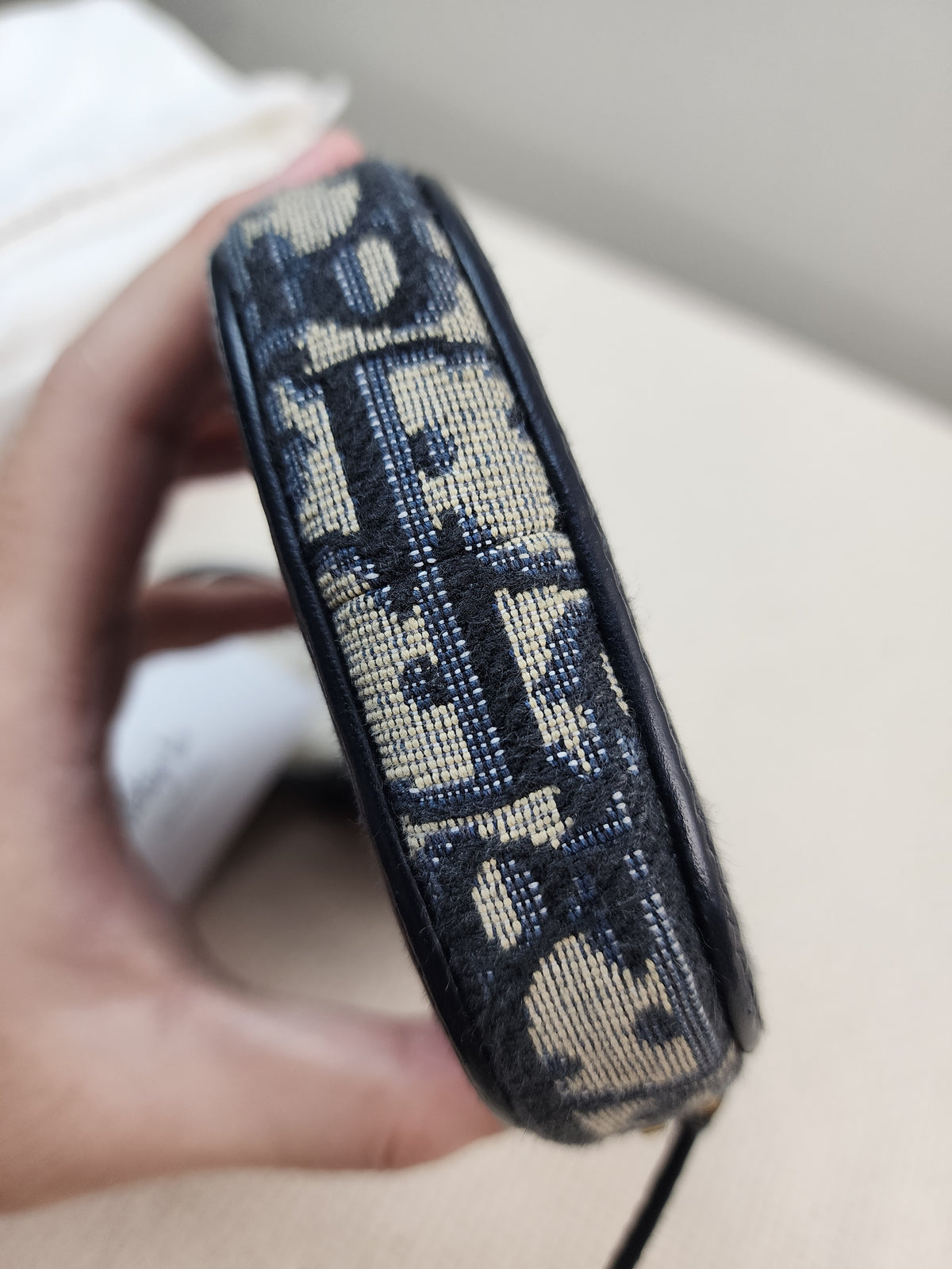 Dior Navy Oblique 30 Montaigne Phone Holder (GHW)